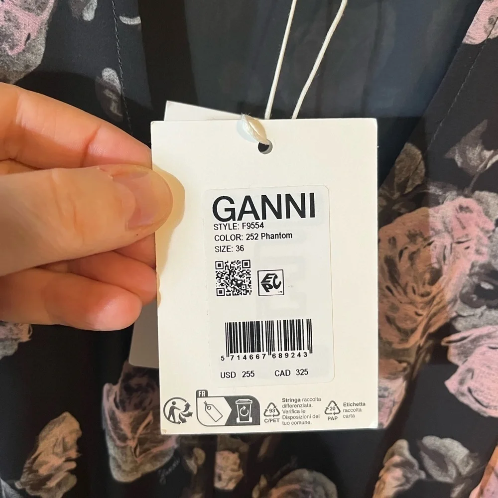 NWT Ganni Floral Georgette Mini Dress